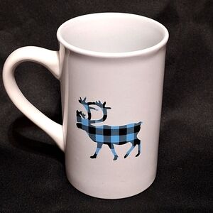 2020 Caribou Coffee Mug~Black and Blue Cup~Winter~Reindeer~Plaid